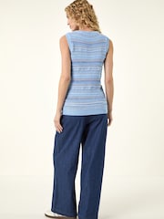 Roman Blue Stripe Knitted Vest - Image 3 of 5