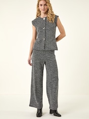 Roman Grey Salt & Pepper Stretch Trousers - Image 2 of 5