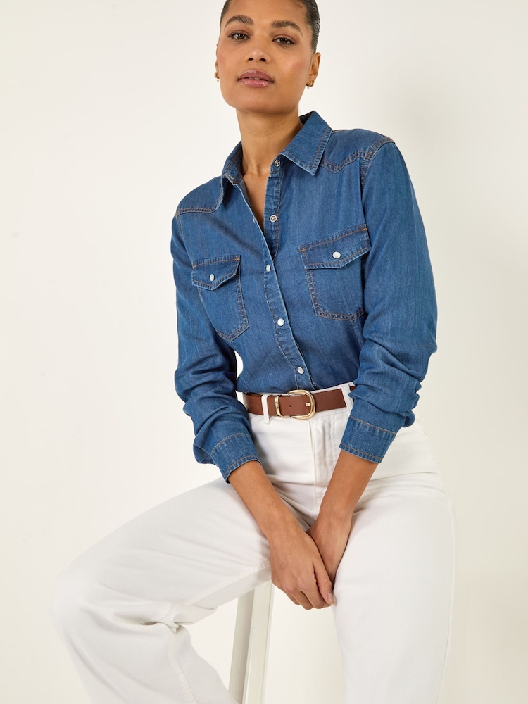 Roman Blue Denim Pocket Front Shirt - Image 1 of 5