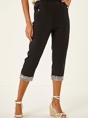 Roman Black Contrast Crop Trousers - Image 4 of 5