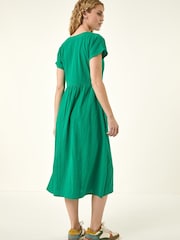 Roman Bright Green Linen Look Button Midi Dress - Image 3 of 5