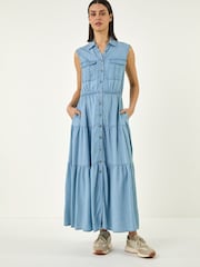 Φόρεμα μίντι με ρωμαϊκό γιακά και φαρδιά γραμμή - Εικόνα 2 από 5