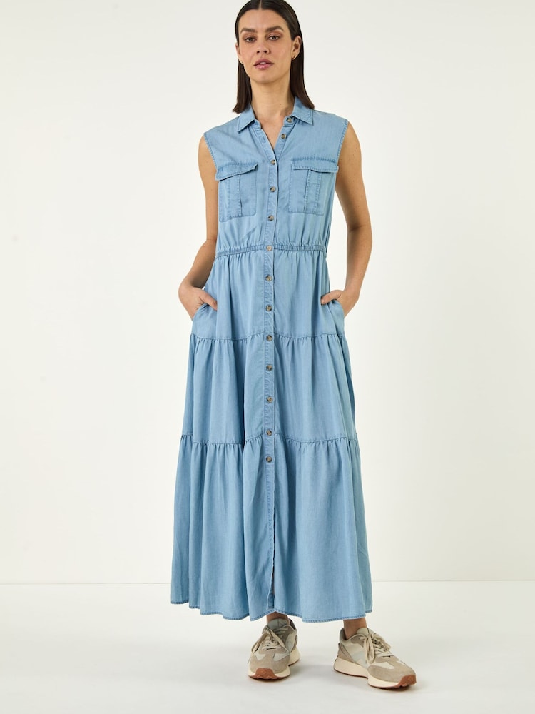 Φόρεμα μίντι με ρωμαϊκό γιακά και φαρδιά γραμμή - Εικόνα 2 από 5