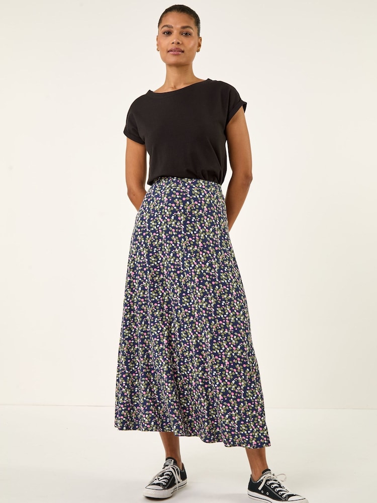 Roman Leaf Print Stretch Midi Skirt - Image 2 of 5 Roman Leaf Print Stretch Midi Skirt - Image 2 of 5