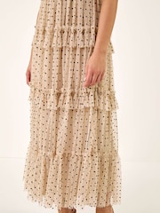 Roman White Mesh Frill Maxi Dress - Image 6 of 6