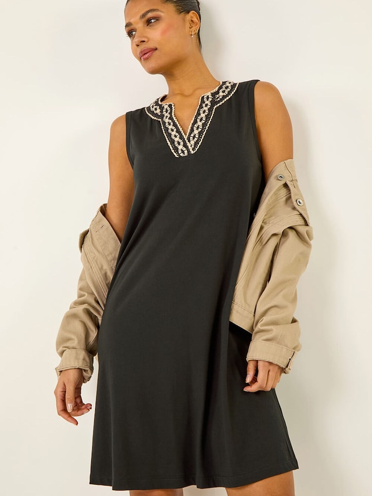 Roman Trim Detail V-Neck A-Line Dress - Image 1 of 5