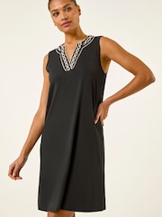 Roman Trim Detail V-Neck A-Line Dress - Image 4 of 5