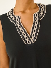 Roman Trim Detail V-Neck A-Line Dress - Image 5 of 5