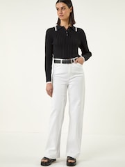 Roman Black Collared Rib Blouses - Image 2 of 5