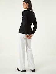 Roman Black Collared Rib Blouses - Image 3 of 5