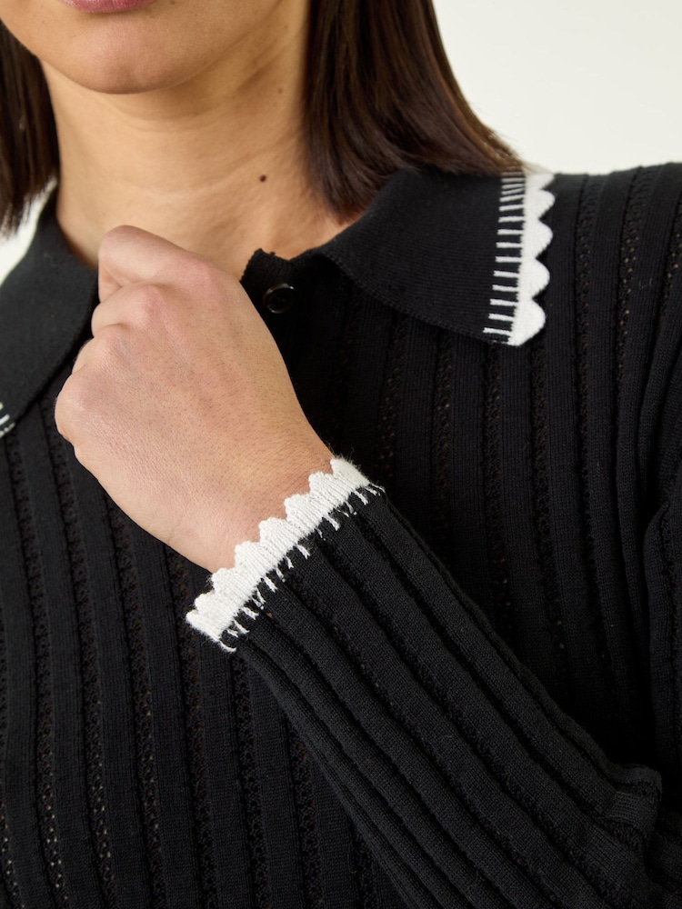 Roman Black Collared Rib Blouses - Image 6 of 6 Roman Black Collared Rib Blouses - Image 6 of 6