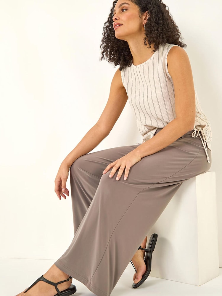 Roman Natural Wide Leg Stretch Trousers - Image 1 of 5