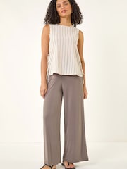 Roman Natural Wide Leg Stretch Trousers - Image 2 of 5