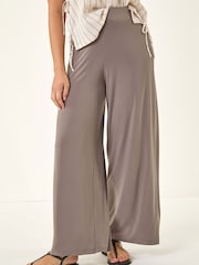 Roman Natural Wide Leg Stretch Trousers - Image 4 of 5