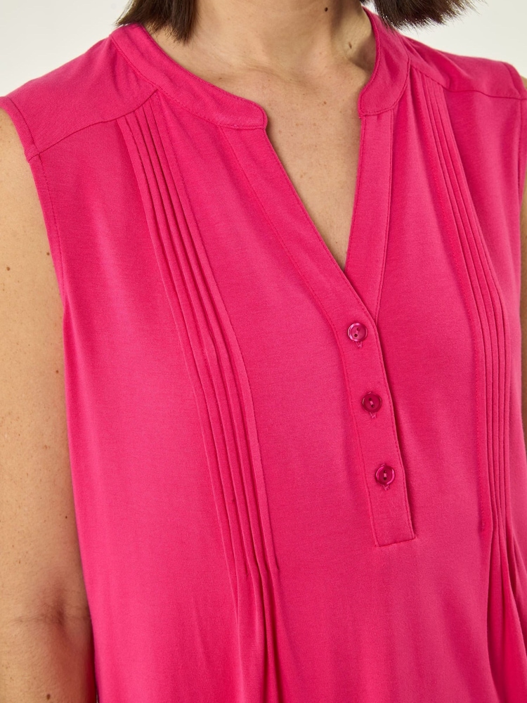 Roman Pink Pintuck Notch Neck Top - Image 5 of 5