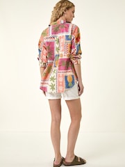 Roman Orange Tropical Print Shirt - Image 3 of 5