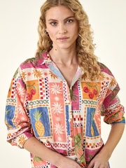 Roman Orange Tropical Print Shirt - Image 4 of 5