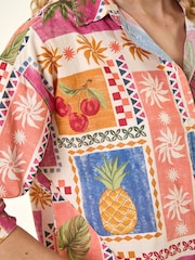 Roman Orange Tropical Print Shirt - Image 5 of 5
