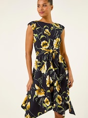 Roman Yellow Floral Hanky Hem Dress - Image 1 of 5