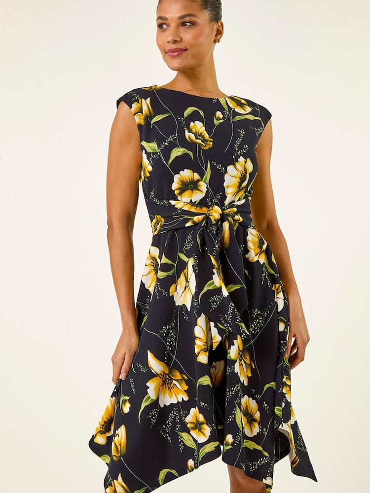 Roman Yellow Floral Hanky Hem Dress - Image 1 of 5