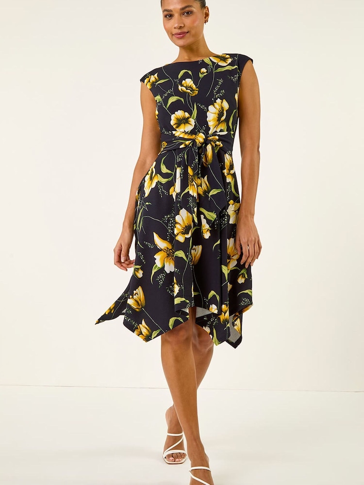 Roman Yellow Floral Hanky Hem Dress - Image 2 of 5