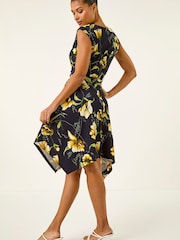 Roman Yellow Floral Hanky Hem Dress - Image 3 of 5