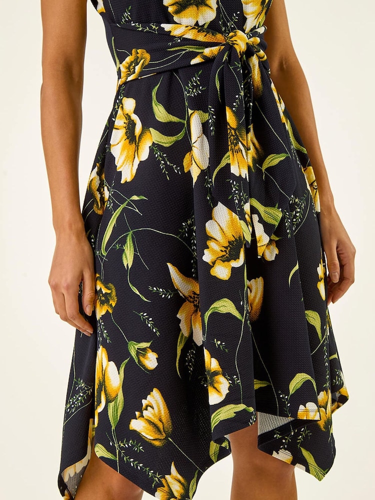 Roman Yellow Floral Hanky Hem Dress - Image 5 of 5