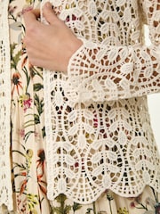 Roman Natural Crochet Edge To Edge Cardigan - Image 5 of 5