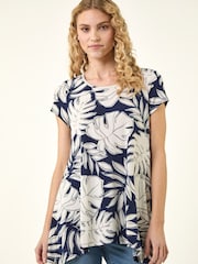 Roman White Palm Leaf Print Top - Image 1 of 5
