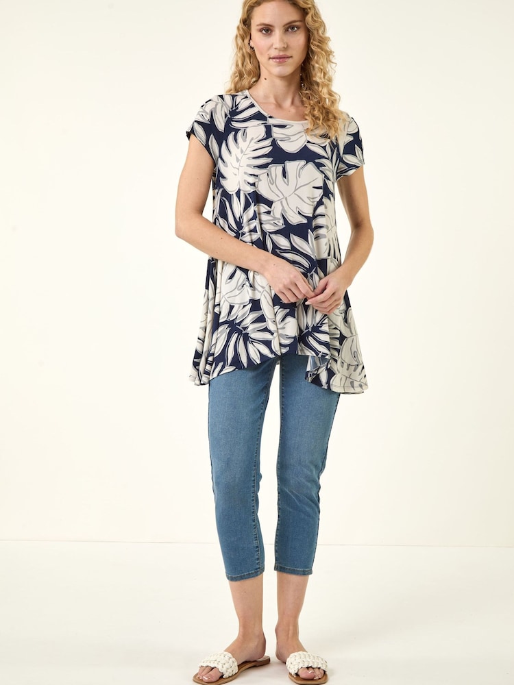 Roman White Palm Leaf Print Top - Image 2 of 5