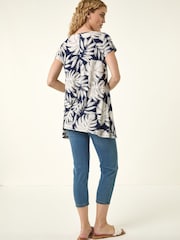 Roman White Palm Leaf Print Top - Image 3 of 5