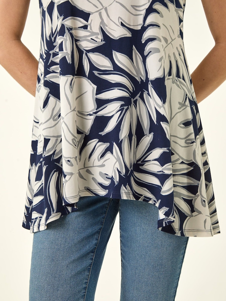 Roman White Palm Leaf Print Top - Image 5 of 5