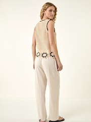 Roman Natural Crochet Floral Knit Vest - Image 3 of 5