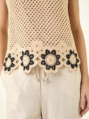 Roman Natural Crochet Floral Knit Vest - Image 5 of 5