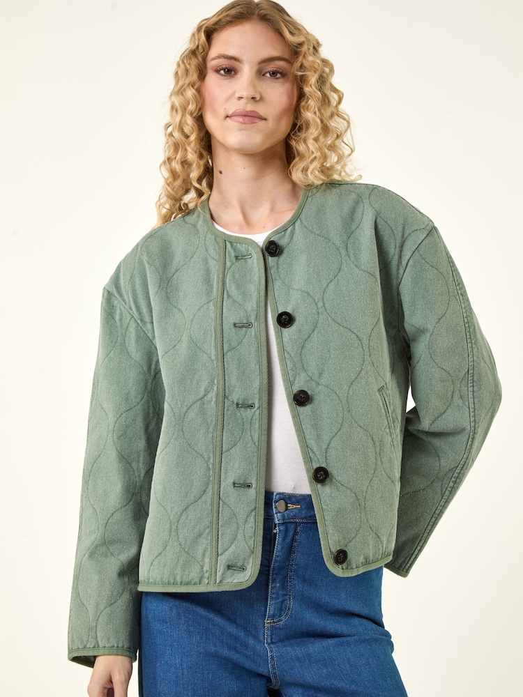 Grønn - Roman Cotton Twill Quilted Jacket - Bilde 1 av 5