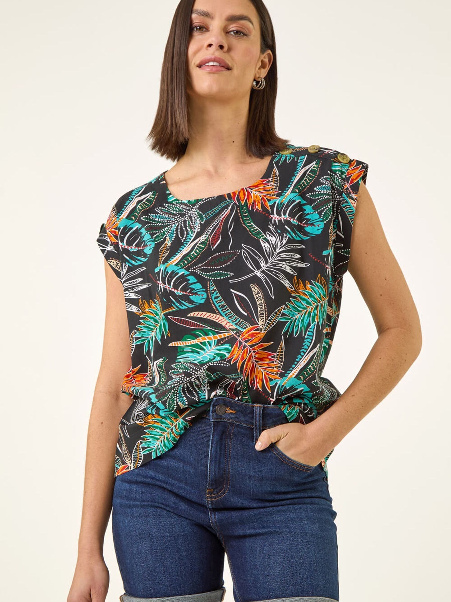 Buy Roman Black Palm Print Shell Top from the Next UK online shop