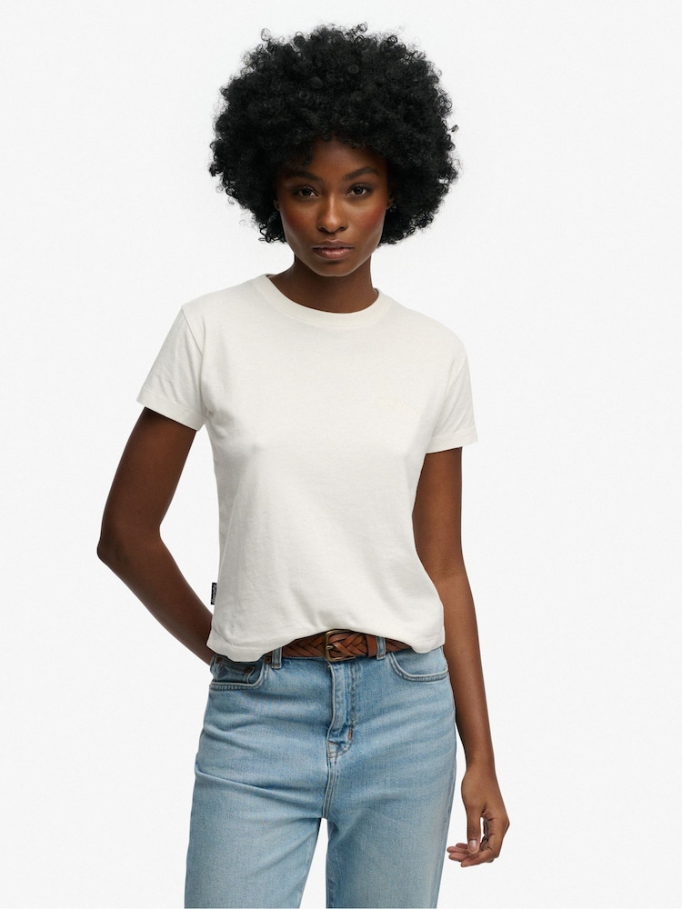 Superdry White Essential Logo Fitted T-Shirt - Image 1 of 3