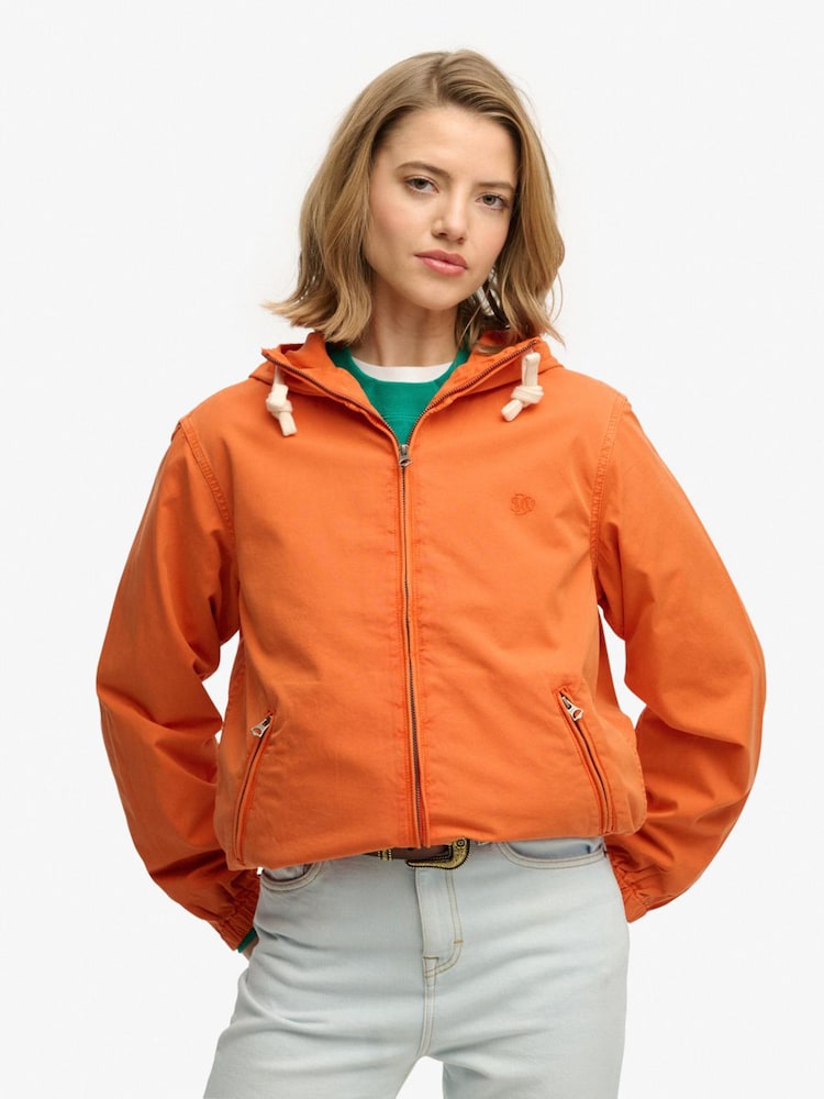 Superdry Orange Hooded Washed Twill Jacket - Image 2 of 6 Superdry Orange Hooded Washed Twill Jacket - Image 2 of 6