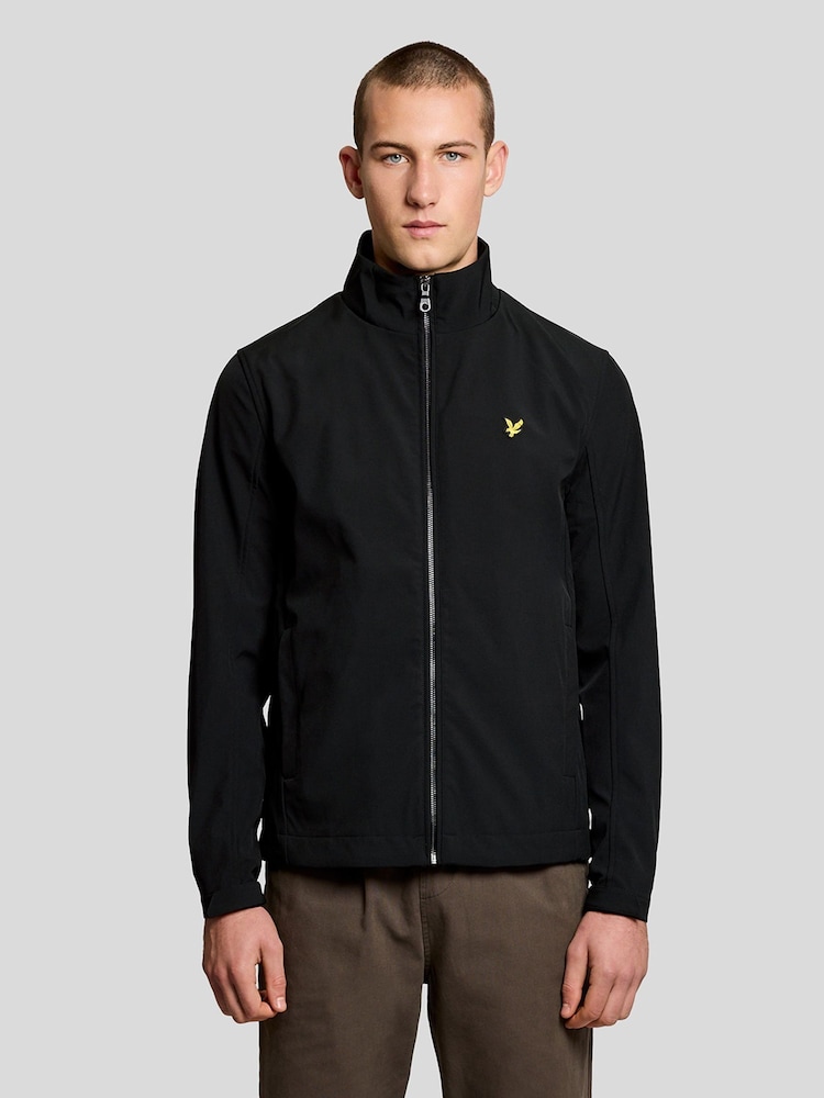 Lyle & Scott Black Mesh Back Softshell Funnel Neck Jacket - Image 1 of 6
