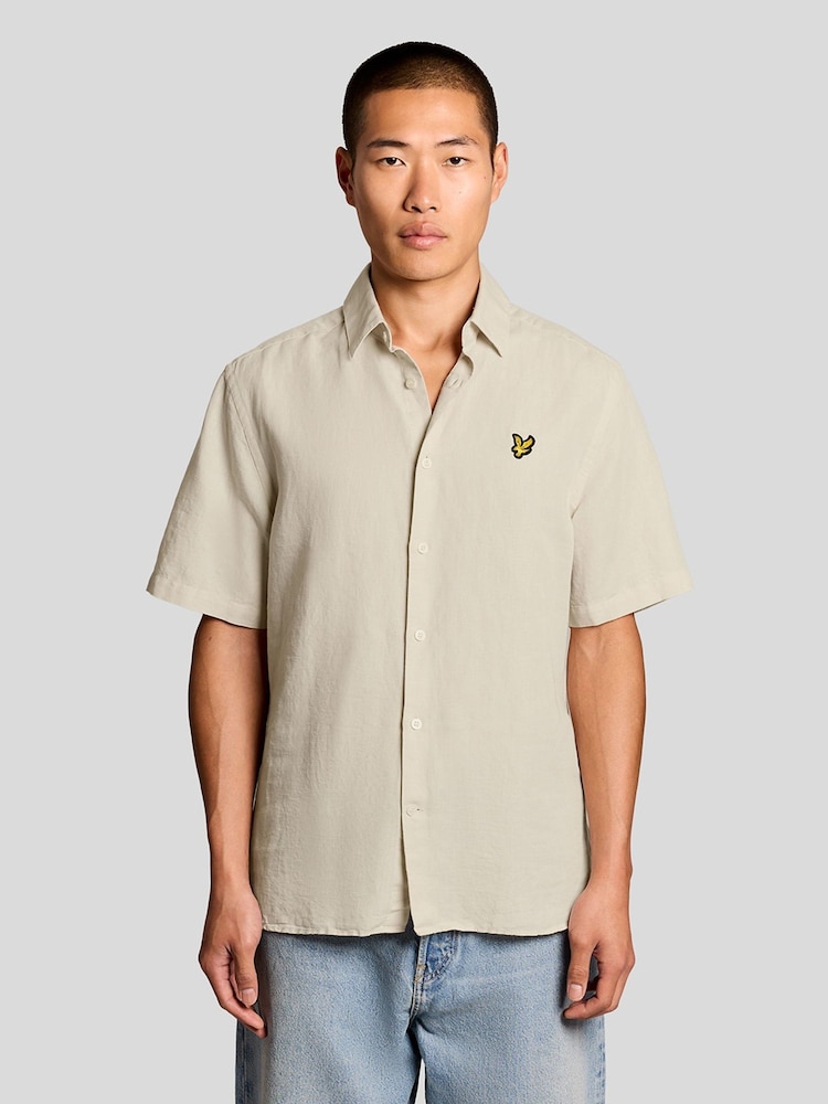 Lyle & Scott Grey Short Sleeve Linen Blend Shirt - Image 1 of 6