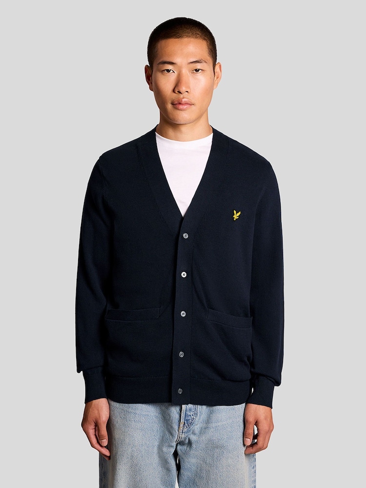 Lyle & Scott Blue Cotton V-Neck Cardigan - Image 1 of 6
