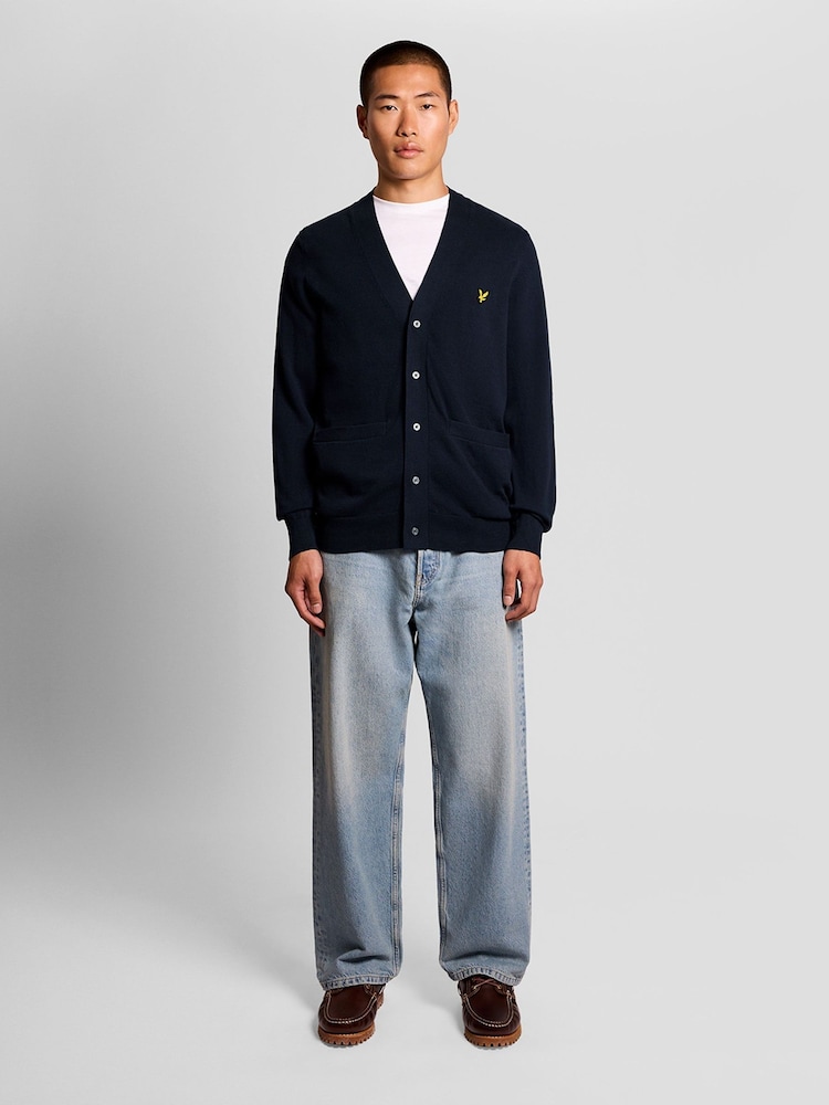 Lyle & Scott Blue Cotton V-Neck Cardigan - Image 2 of 6