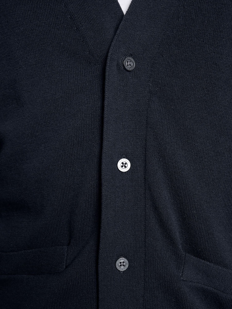 Lyle & Scott Blue Cotton V-Neck Cardigan - Image 6 of 6