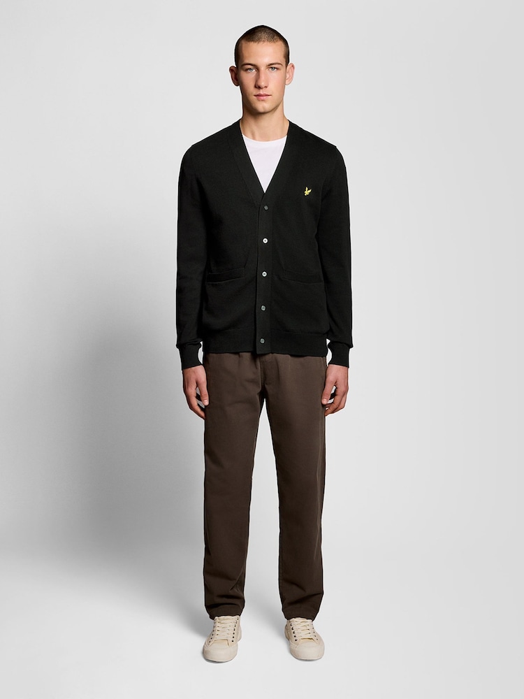 Lyle & Scott Black Cotton V-Neck Cardigan - Image 2 of 6