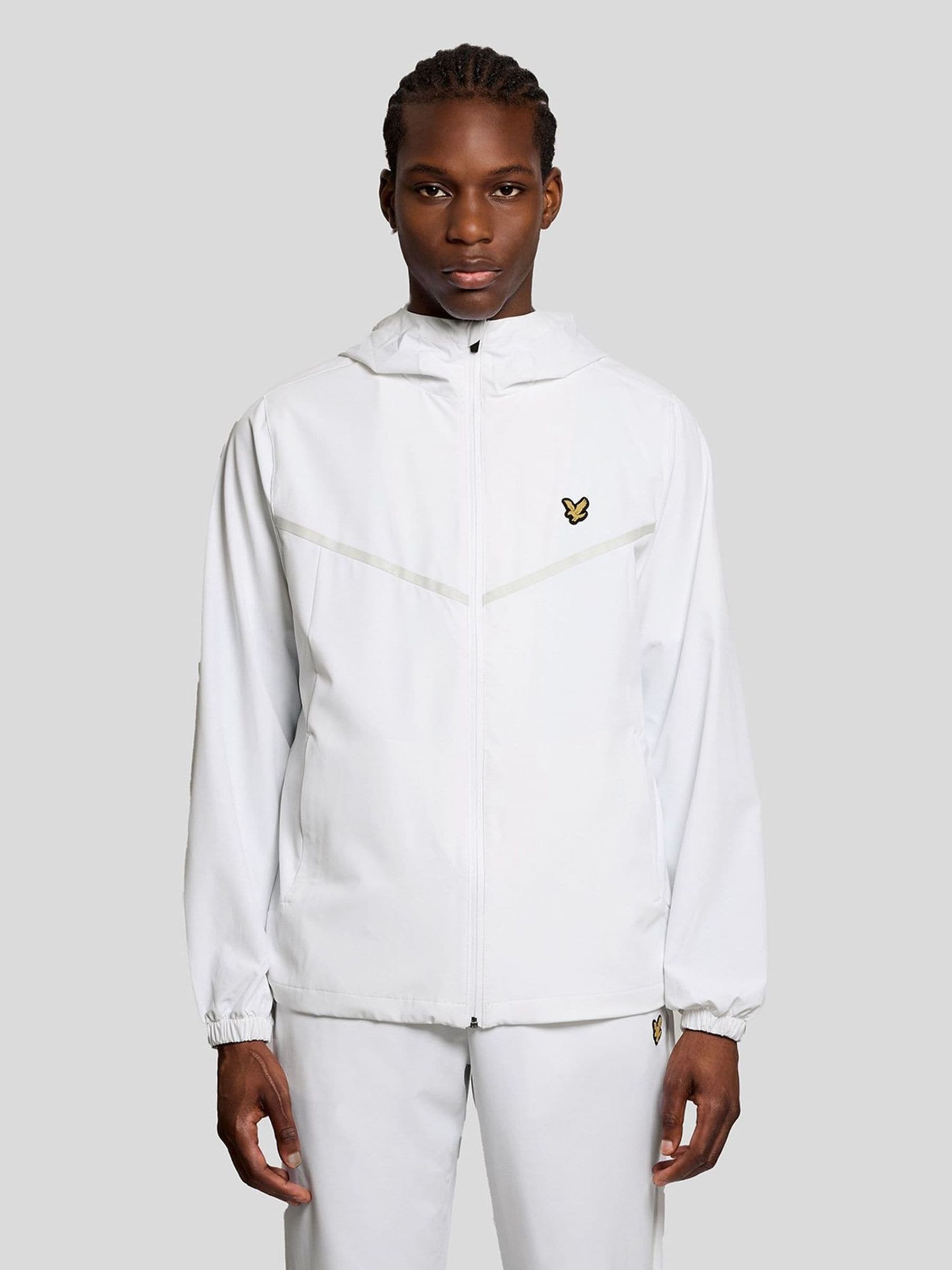 Lyle & Scott Men's White Striped Track Jacket - Image 1