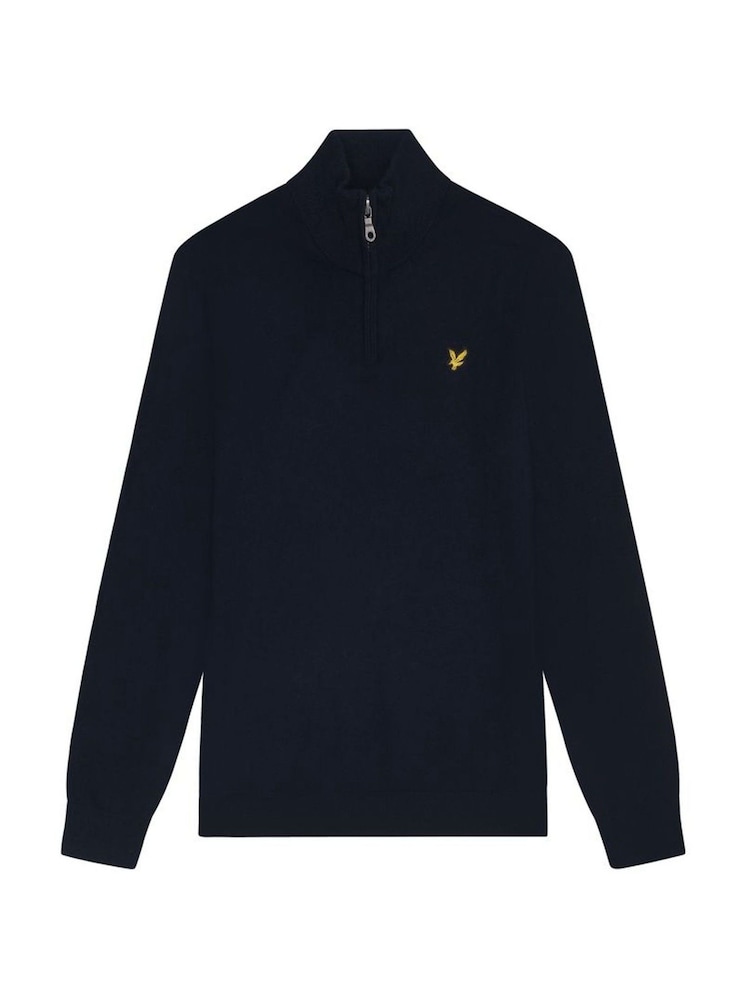 Lyle & Scott Blue Cotton Merino Quarter Zip Jumper - Image 1 of 1