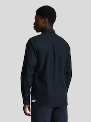 Zils - Lyle & Scott kokvilnas merino džemperis ar ceturtdaļas rāvējslēdzēju - Attēls 2 no 4