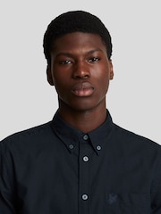 Zils - Lyle & Scott kokvilnas merino džemperis ar ceturtdaļas rāvējslēdzēju - Attēls 3 no 4