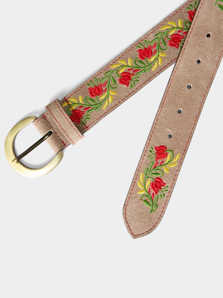 Joe Browns Natural Colette Embroidered Suede Belt - Image 3 of 3 Joe Browns Natural Colette Embroidered Suede Belt - Image 3 of 3