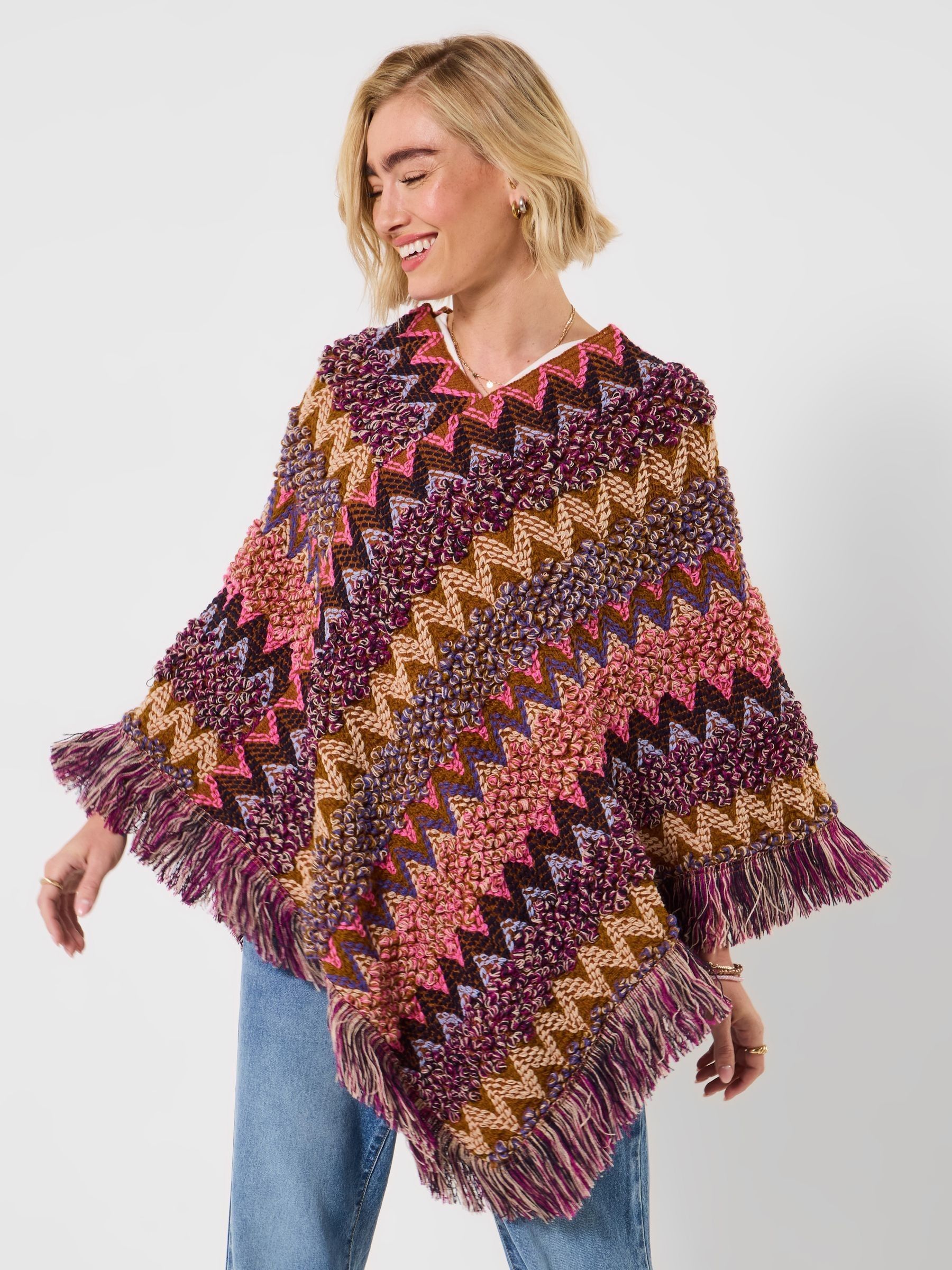 Buy Joe Browns Pink Free And Funky Multi Knit Poncho from Next